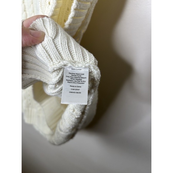 Talbots Sweater Women's Ivory Sweater Cable Knit Cape Poncho Cozy Size Med/Large - Picture 3 of 7